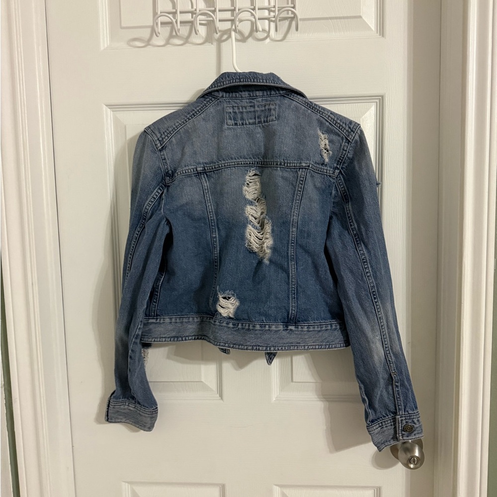 Express Jeans Distressed Denim Jacket